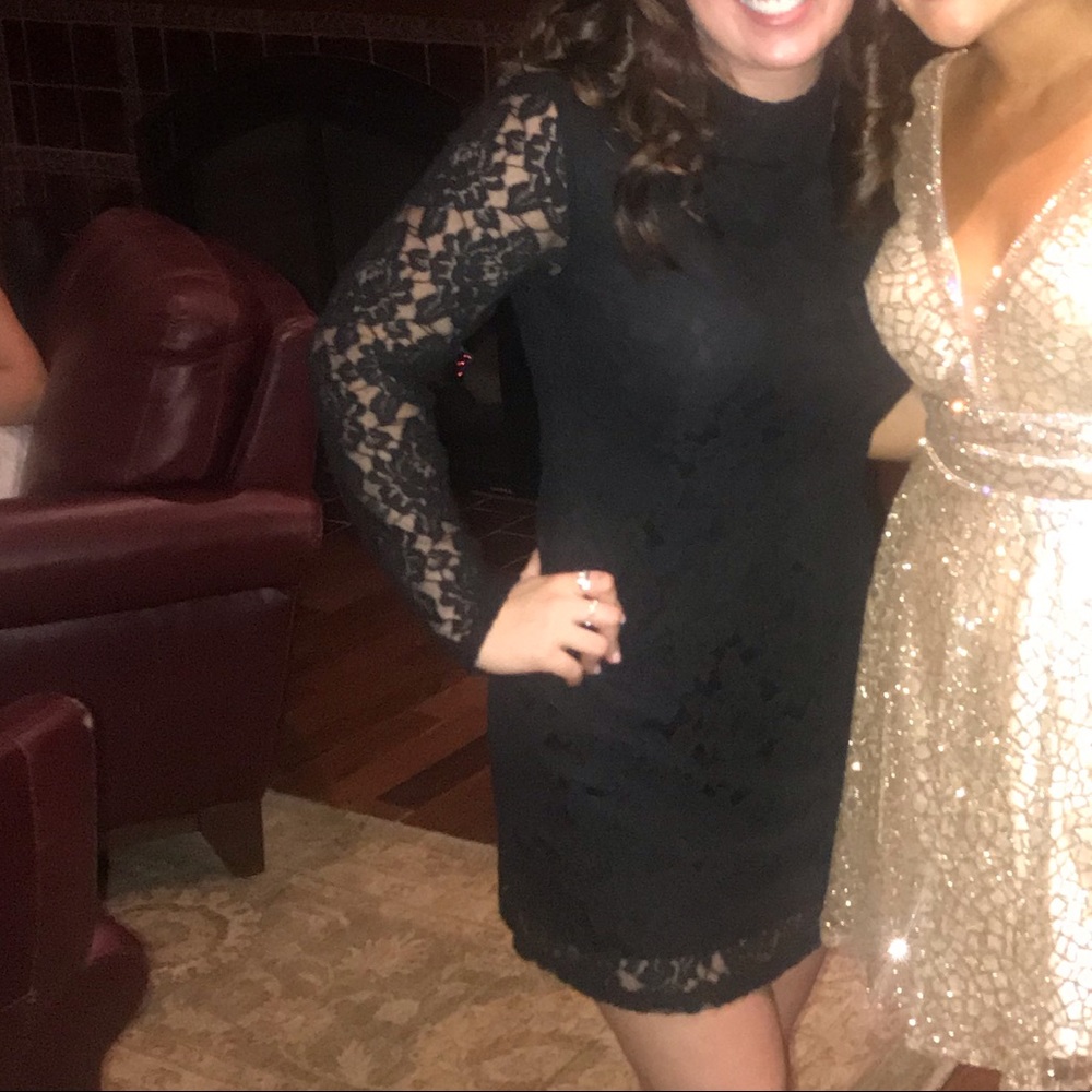 Short black lace dress